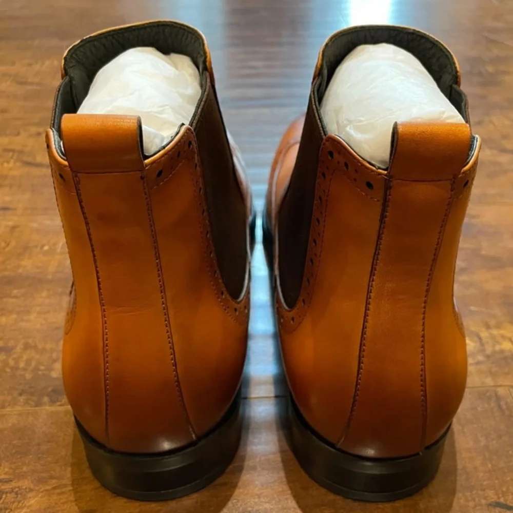 BRAND NEW MENS STYLISH BROWN FALL CHELSEA BOOTS NWT - Picture 7 of 7